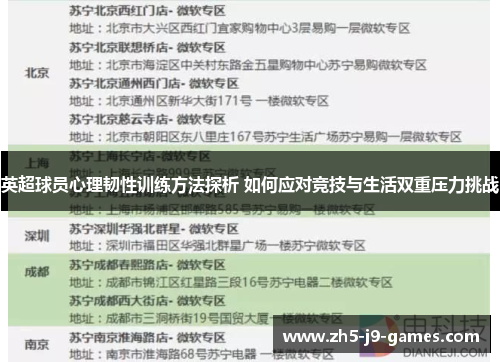 英超球员心理韧性训练方法探析 如何应对竞技与生活双重压力挑战