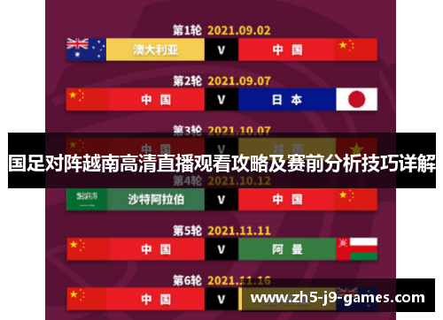 国足对阵越南高清直播观看攻略及赛前分析技巧详解 国足对阵越南高清直播观看攻略及赛前分析技巧详解