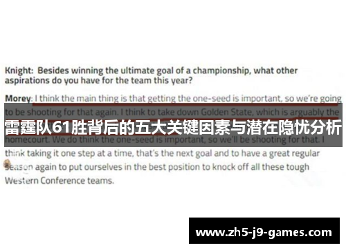 雷霆队61胜背后的五大关键因素与潜在隐忧分析